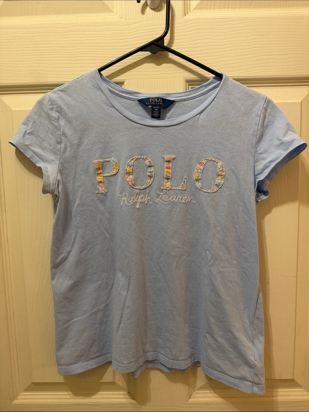 Polo by Ralph Lauren Light Blue Short-Sleeve Tee with Floral appliqué Logo